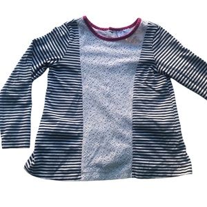 Hanna Andersson Long Sleeve Lace Detail Striped Shirt Size 130 (US 7) (#415)